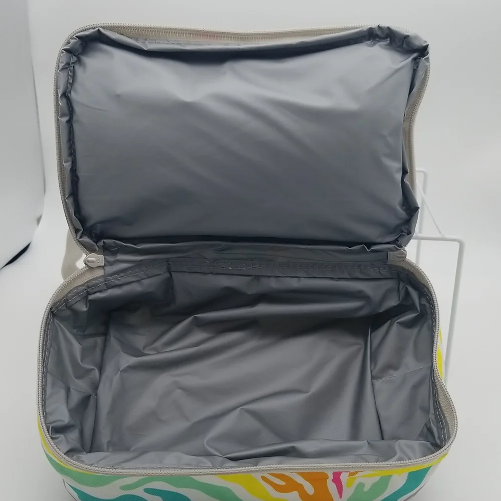 Pottery Barn Teen Gear-Up Dual Compartment Lunch Bag Rainbow Zebra *Embroidered*
